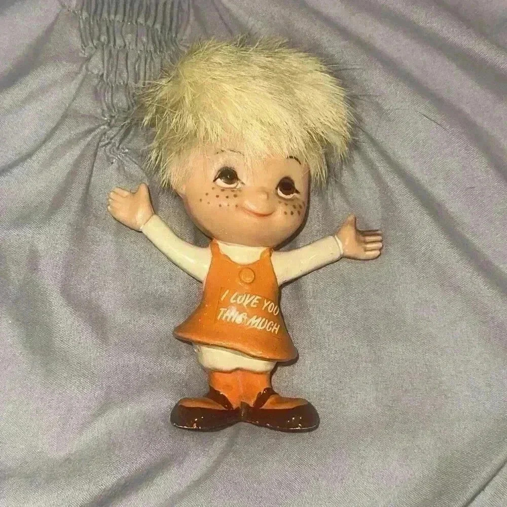 Vintage 1970s Berries Plastic Doll Figurine With Fluffy Hair